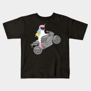 Unicorn Riding Motorcycle T-Shirt for Motorcyclist Kids T-Shirt